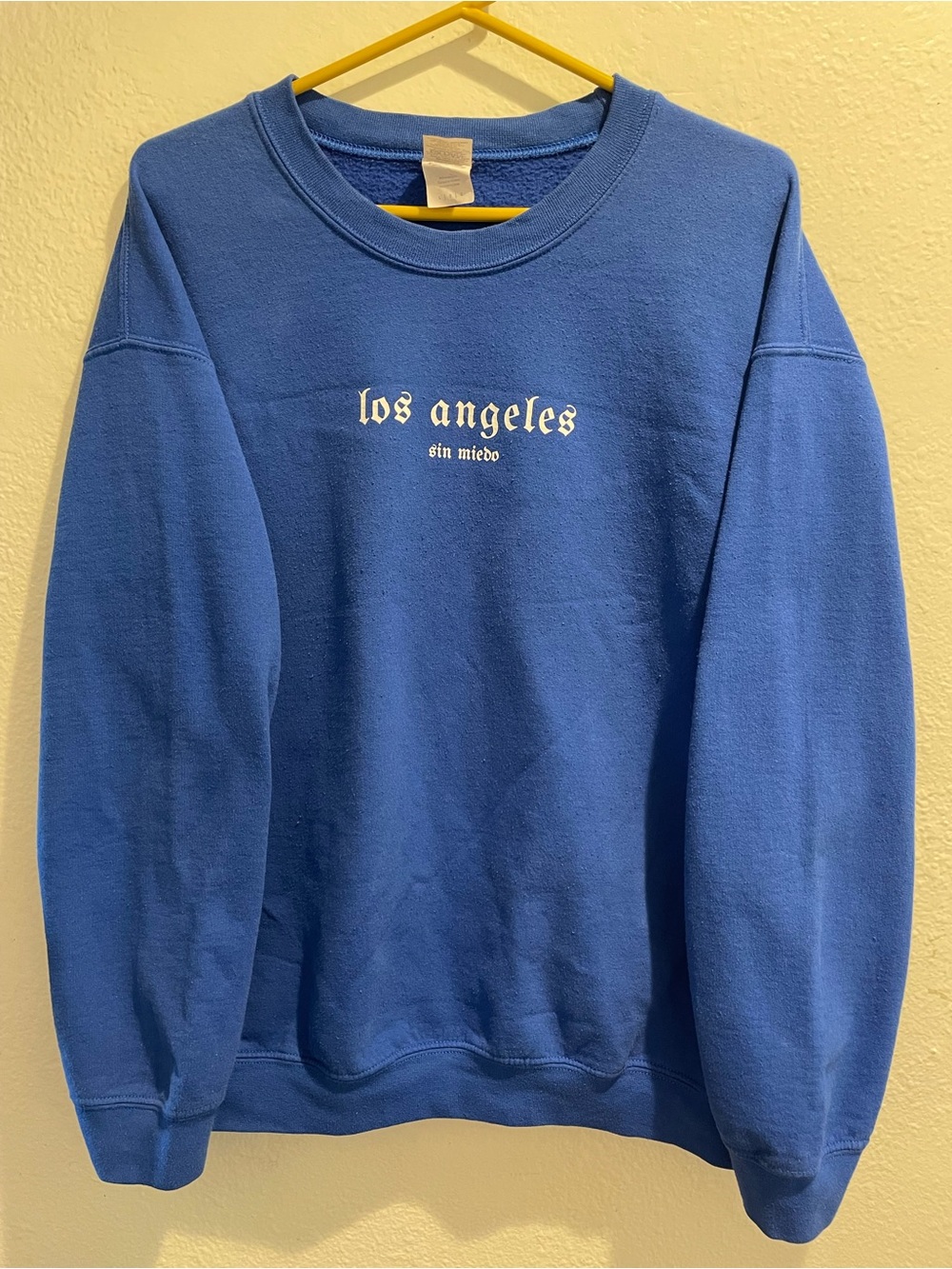 🔥 Los Angeles Sin Miedo Royal Blue Crewneck Sweatshirt Unisex Large
